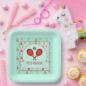 Padel Paper Plate – Padel Retro Christmas Papieren Bordje (Feest)