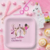 PADEL PLATE: CELEBRATION PADEL DIVA BRIGHT PINK PAPIEREN BORDJE (Feest)