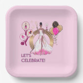 PADEL PLATE: CELEBRATION PADEL DIVA BRIGHT PINK PAPIEREN BORDJE (Voorkant)