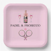 PADEL PLATE: PADEL & PROSECCO CLASSIC PINK/BLACK PAPIEREN BORDJE (Voorkant)