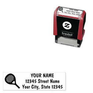 Padel racket sport logo aangepaste terugkeer adres zelfinktende stempel