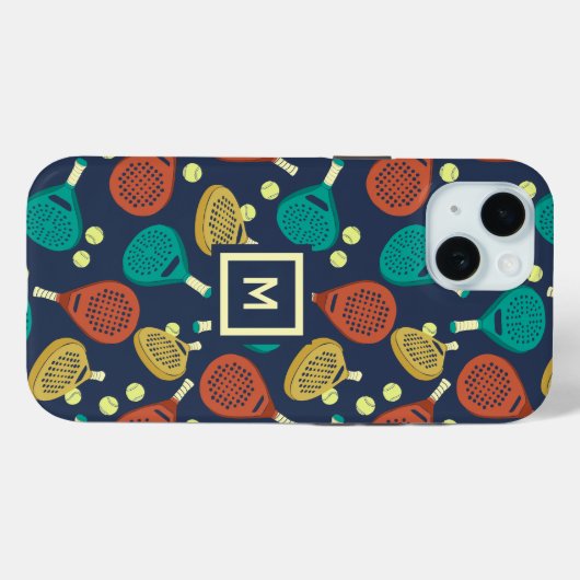 Padel Rackets Patroon met Initiaal Case-Mate iPhone Case (Achterkant (horizontaal))