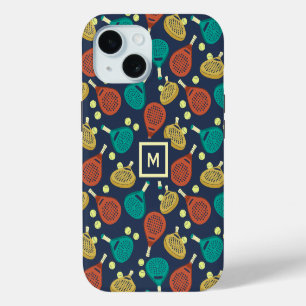 Padel Rackets Patroon met Initiaal iPhone 15 Case