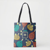 Padel Rackets Patroon met Initiaal Tote Bag (Voorkant)