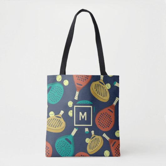 Padel Rackets Patroon met Initiaal Tote Bag (Voorkant)