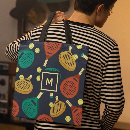 Padel Rackets Patroon met Initiaal Tote Bag