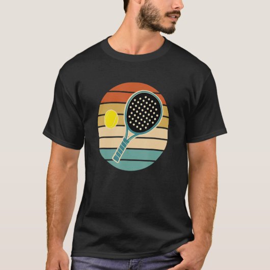 Padel Retro Sunset Paddle met Ball T-shirt (Voorkant)