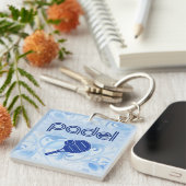 Padel-sleutelhanger – Spaanse tegelvibes in blauw Sleutelhanger (Voorkant Rechts)