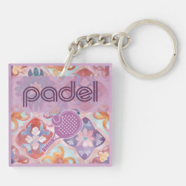 Padel-sleutelhanger – Spaanse tegelvibes in paars Sleutelhanger