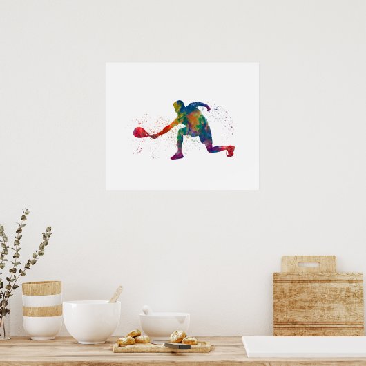 Padel-speler in waterverf poster (Keuken)