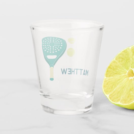 Padel Tennis Racket en Ballen Gepersonaliseerd Shot Glas (Achterkant)