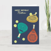 Padel Tennis Rackets en Ballen Gepersonaliseerd Kaart (Voorkant)