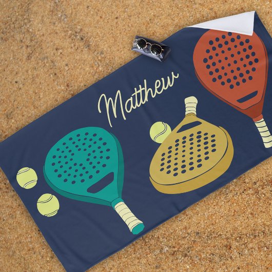 Padel Tennis Rackets en Ballen Gepersonaliseerd Strandlaken
