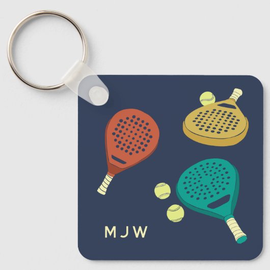 Padel Tennis Rackets en Ballen Monogram Sleutelhanger (Voorkant)