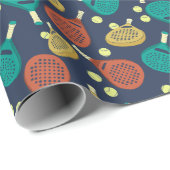 Padel Tennis Rackets en Ballen Patterned Cadeaupapier (Rol Hoek)
