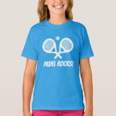 Padel Tennis Rocks blauw meisje t shirt voor spele (Voorkant)