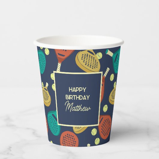 Padel Tennis Thema Custom Party Papieren Bekers (Voorkant)