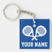 Padel tennisser sleutelhanger met aangepaste naam (voorkant)