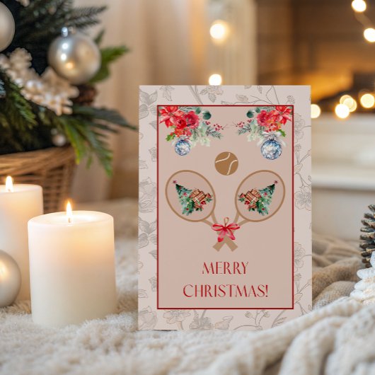Padel Themed Christmas Card – Padel Racquet Motif Kaart