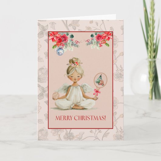 Padel Themed Greeting Card – Christmas Angel Motif Kaart (Voorkant)