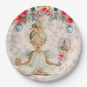 Padel Themed Paper Plates – Christmas Angel Motif Papieren Bordje (Voorkant)