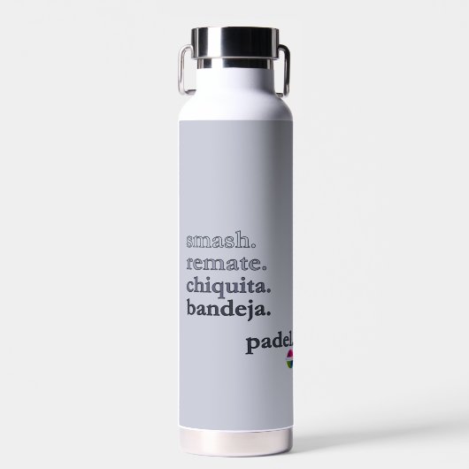 Padel Water Bottle-Personalize Word Vibe Grey Waterfles (Voorkant)