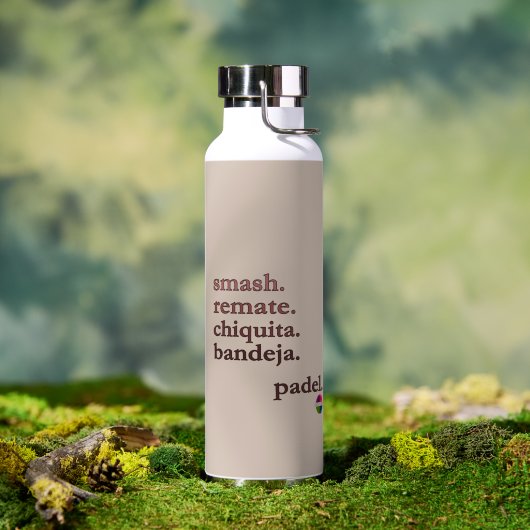 Padel Water Bottle-Personalize Word Vibe Taupe Waterfles (Buiten (Gedraaid) )