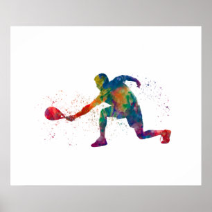 Padelspeler in waterverf poster