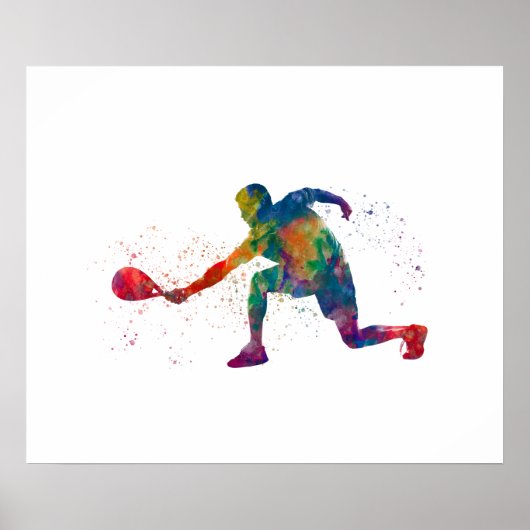 Padelspeler in waterverf poster (Voorkant)