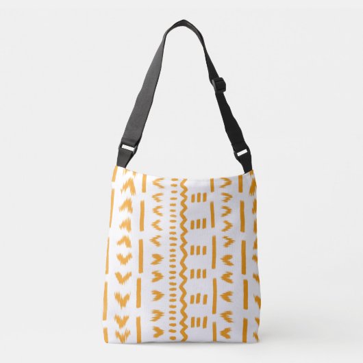 Paden van Sun Mudcloth Afrikaanse patroon in wit Crossbody Tas (Voorkant)