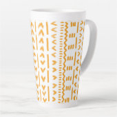 Paden van Sun Mudcloth Afrikaanse patroon in wit Latte Mok (Rechterhoek)