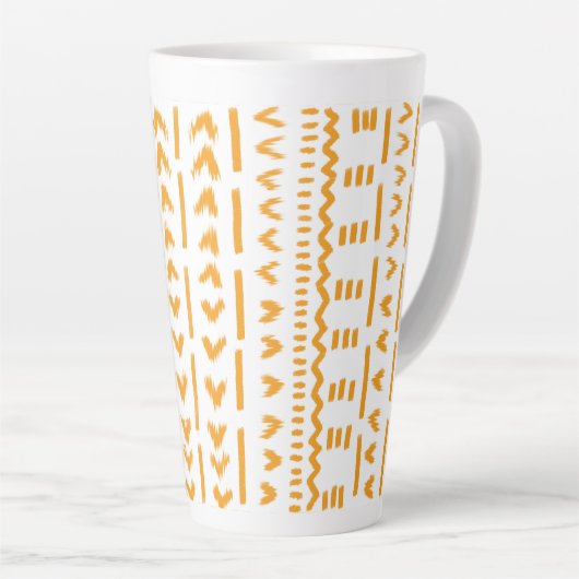 Paden van Sun Mudcloth Afrikaanse patroon in wit Latte Mok (Rechterhoek)