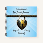 Padlock Custom Text Secret Journal Notitieboek (Voorkant)