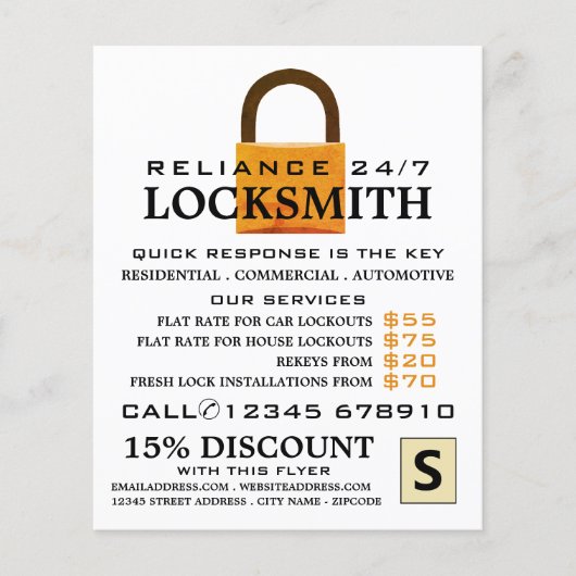  padlock, Locksmith Adverteren flyer (Voorkant)