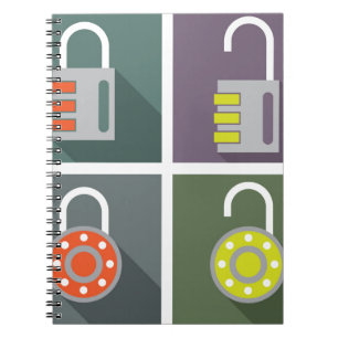 Padlock ontgrendeld notitieboek