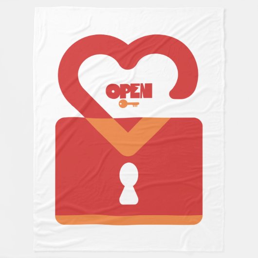 PADLOCK OPEN CLOSED HEART BY MASANSER PIXELAT FLEECE DEKEN (Voorkant)