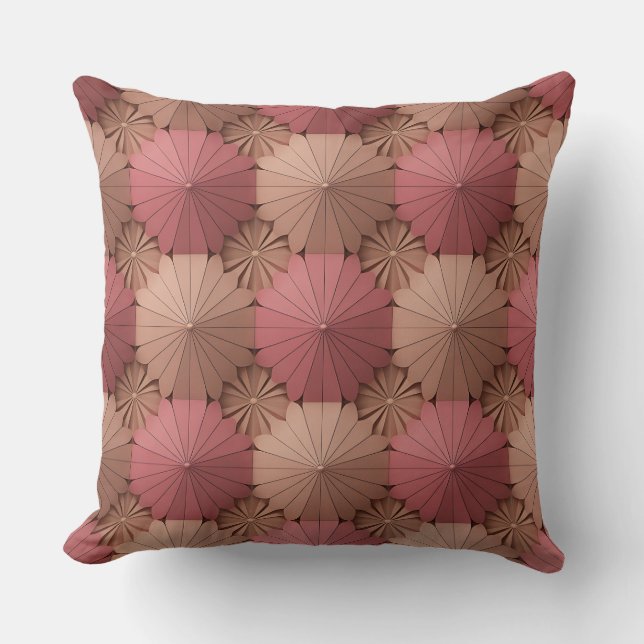 Padma Stralend Raster 3D Batik Motief Kussen (Voorkant)