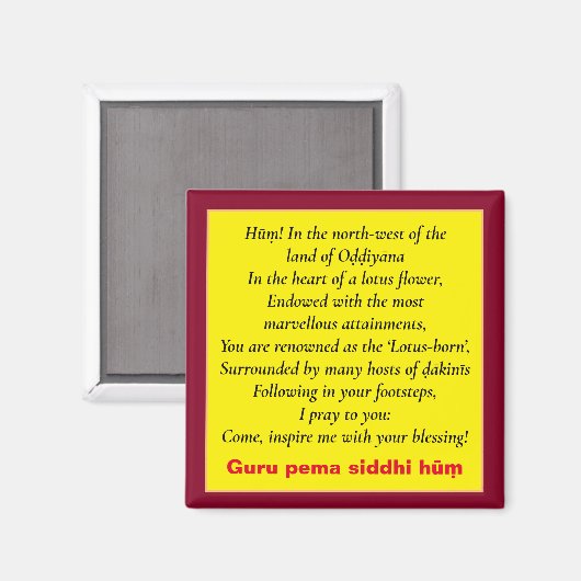 Padmasambhava Mantra & Seven Line Prayer/Guru Magneet (Voorkant / Achterkant)