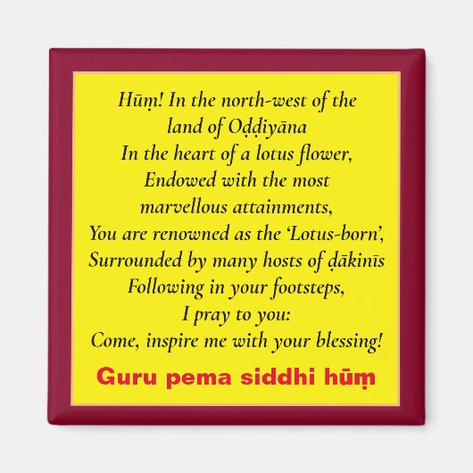 Padmasambhava Mantra & Seven Line Prayer/Guru Magneet (Voorkant)