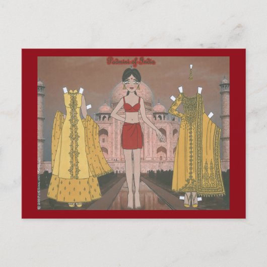 Padmini of India Paper Doll Briefkaart (Voorkant)