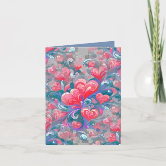 Padrão de corações em movimento, vermelho e azul. (Voorkant)