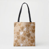 Padrão de corações em tons de marrom. tote bag (Voorkant)