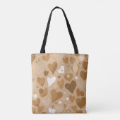 Padrão de corações em tons de marrom. tote bag (Achterkant)