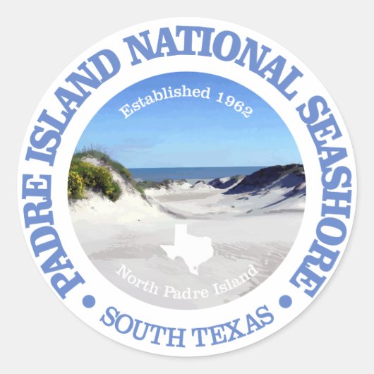 Padre Island National Seashore Ronde Sticker (Voorkant)
