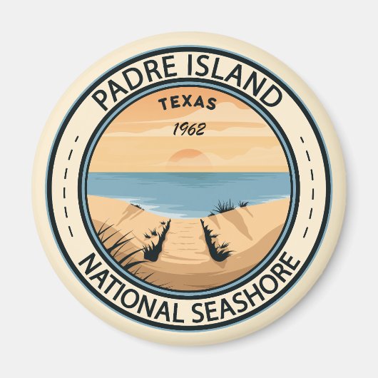 Padre Island National Seashore Texas Badge Magneet (Voorkant)