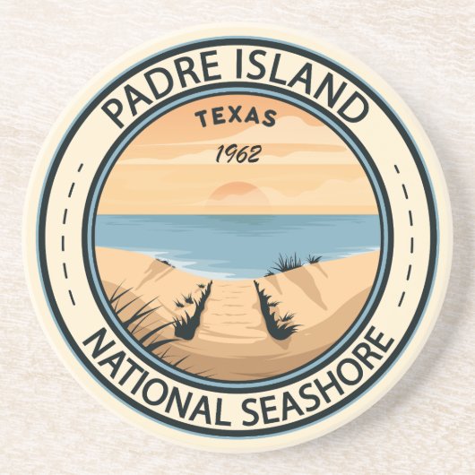 Padre Island National Seashore Texas Badge Zandsteen Onderzetter (Voorkant)