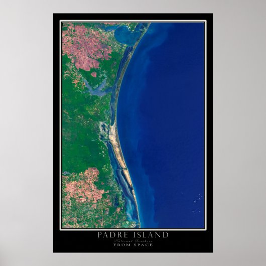 Padre Island National Seashore Texas Satellite Map Poster (Voorkant)