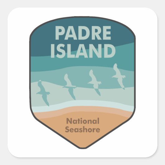 Padre Island National Seashore Texas Seagulls Vierkante Sticker (Voorkant)