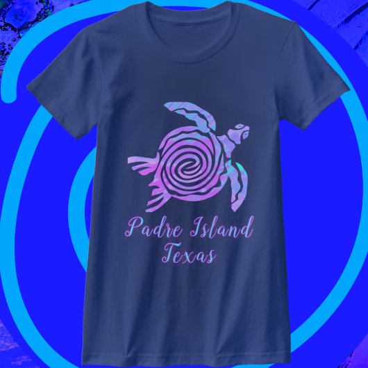 Padre Island Texas Heldere Kleurrijke Zee Schildpa T-shirt