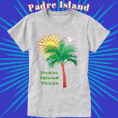 Padre Island Texas Palm Tree, Zeemeeuw en Zon T-shirt